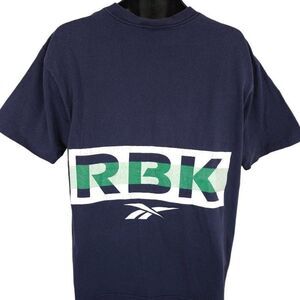Vintage Reebok T Shirt Mens Size Large Blue 90s Mega Logo Streetwear